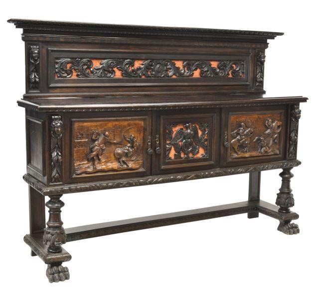 Appraisal: Italian Renaissance Revival figural carved walnut sideboard early th c