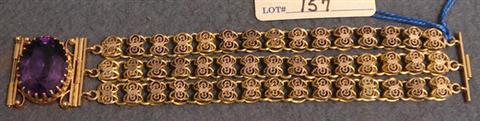 Appraisal: Unmarked K YG row link bracelet catch set with mm