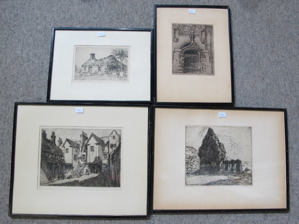 Appraisal: A B GILLESPIE Lot comprising four etchings all signed