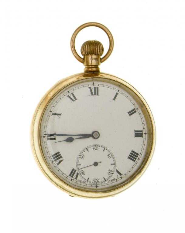 Appraisal: A CT GOLD KEYLESS LEVER WATCH the enamel dial with