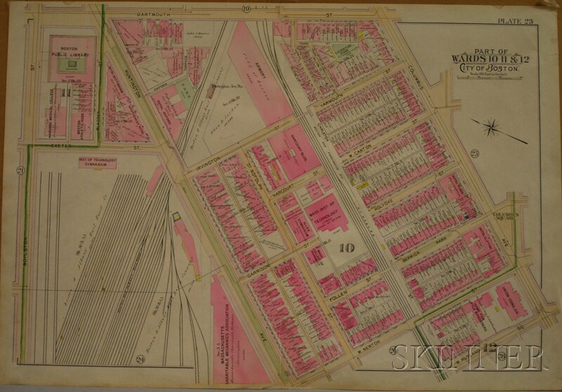 Appraisal: Late th Century Part of Wards City of Boston Map