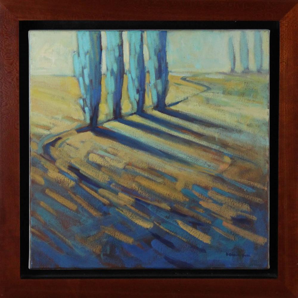 Appraisal: KONNIE KIM California st century oil on canvas Teal cypress