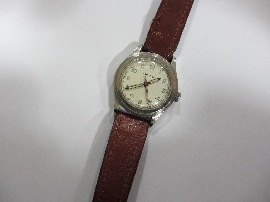 Appraisal: Gents early th century stainless steel Longines wrist watch with