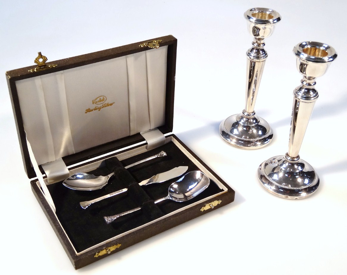 Appraisal: Various silver comprising a pair of Elizabeth II candlesticks each