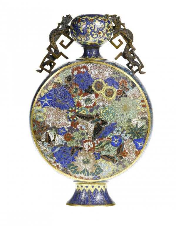 Appraisal: A CHINESE GILT BRONZE AND CLOISONN ENAMEL MOON FLASK the