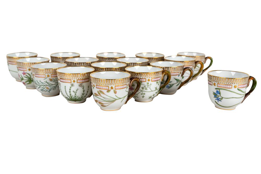 Appraisal: SIXTEEN ROYAL COPENHAGEN 'FLORA DANICA' DEMITASSE COFFEE CUPSmodern with various