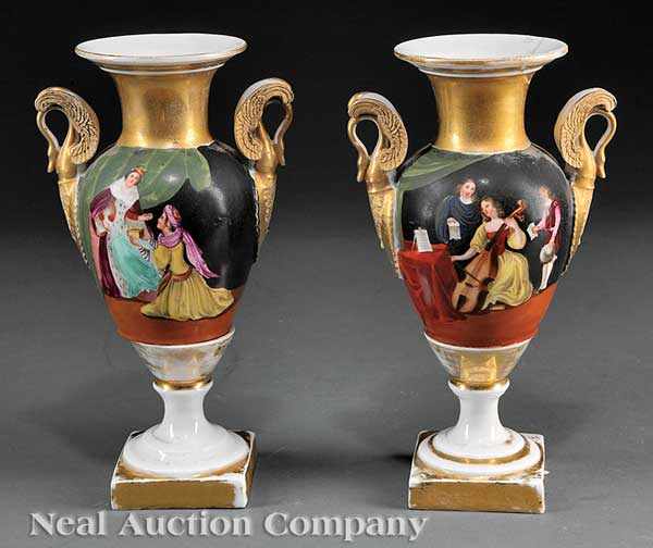 Appraisal: A Pair of Paris Porcelain Gilt and Polychrome Vases th