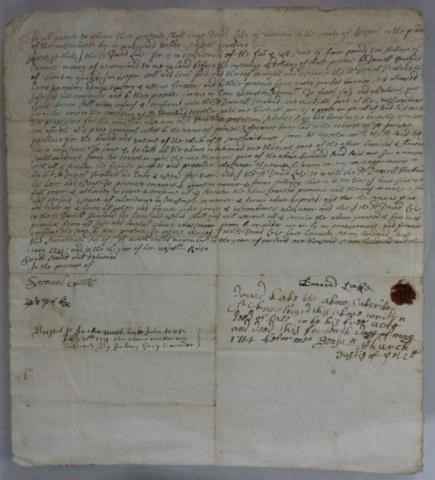 Appraisal: EARLY TH CENTURY DOCUMENT APPEARING TO BE AWILL OR BEQUEATHMENT