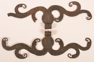 Appraisal: Pair of Wrought Iron Stag Horn Hinges Pair of th