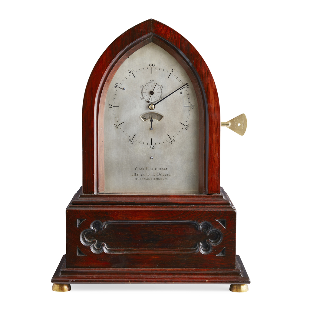 Appraisal: YVICTORIAN GOTHIC REVIVAL ROSEWOOD REGULATOR TABLE CLOCK BY CHARLES FRODSHAM