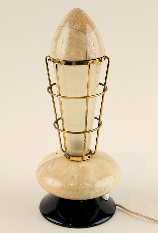 Appraisal: MID CENTURY MODERN PARCHMENT TABLE LAMP A mid century modern