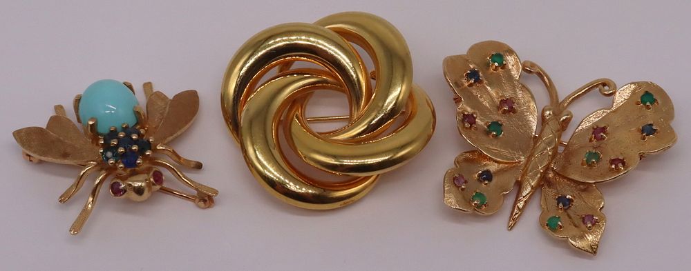 Appraisal: JEWELRY Grouping of kt Gold Brooches Includes a signed kt