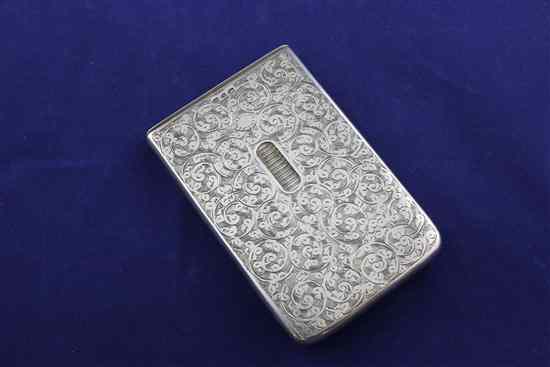 Appraisal: A late Victorian silver card case engraved with foliate scrolls