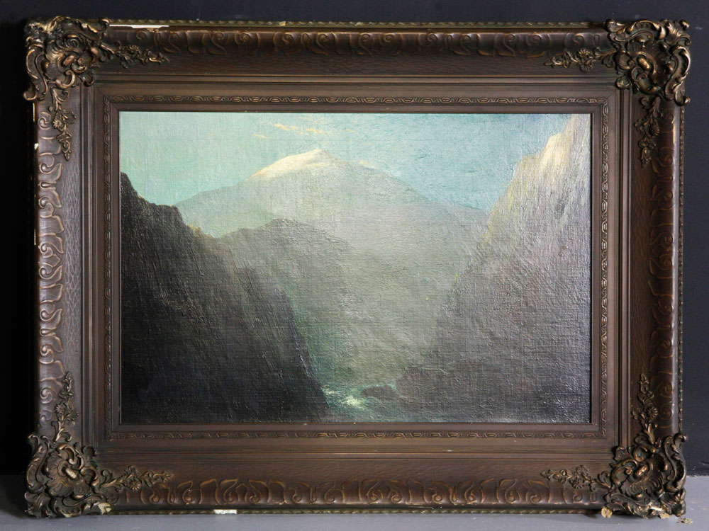 Appraisal: - Landscape O C Landscape oil on canvas mountain landscape