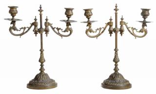 Appraisal: Pair Regency Bronze Candlesticks French th century signed on arm