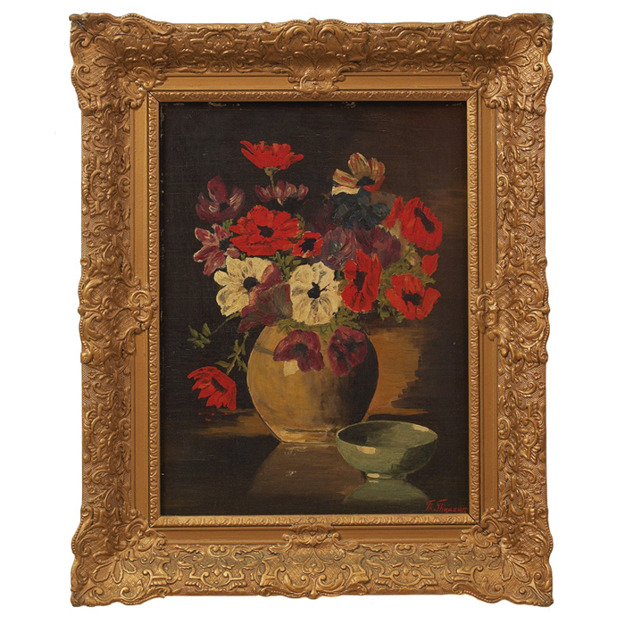 Appraisal: Francis Thyssens American th Century Floral Still Life c oil