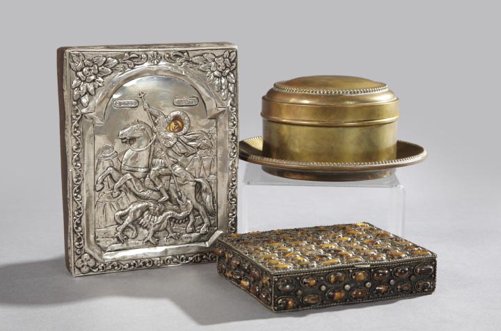 Appraisal: Interesting Four-Piece Group of Continental Items including a Greek polychromed