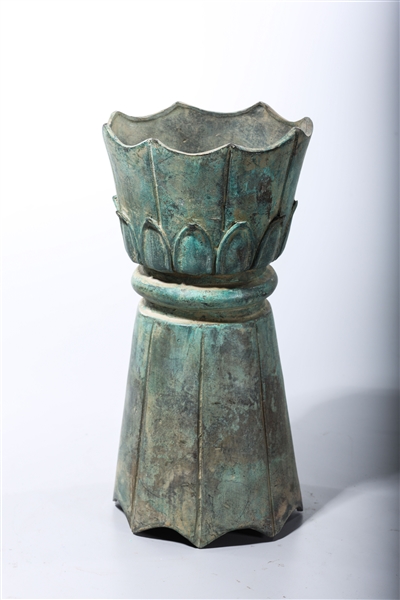 Appraisal: Chinese archaistic bronze candlestick x approx