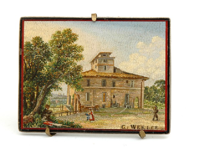 Appraisal: A FINE RUSSIAN MINIATURE MICROMOSAIC PLAQUE Signed G Wekler St