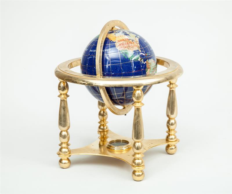 Appraisal: Terrestrial Table-Top Enamel and Brass Globe With brass stand x