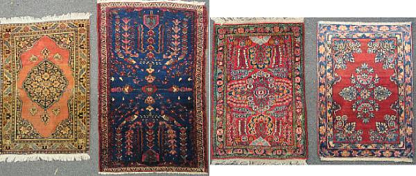 Appraisal: A small Tabriz rug together with three other small Persian