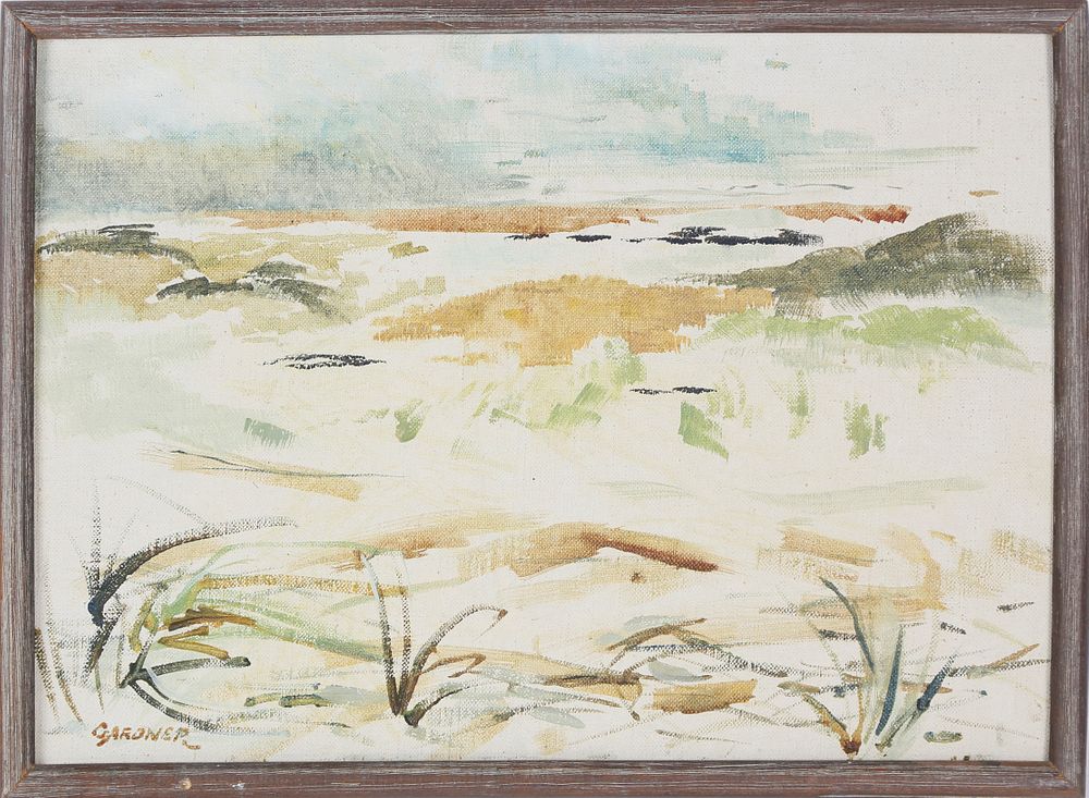 Appraisal: Pat Gardner Oil on Artist Board Dune Landscape Pat Gardner