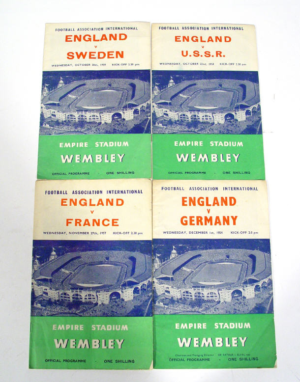 Appraisal: Four England International Football Association Wembley programmes - England verses