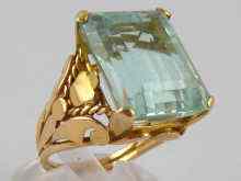 Appraisal: A yellow metal tests carat gold aquamarine ring the stone