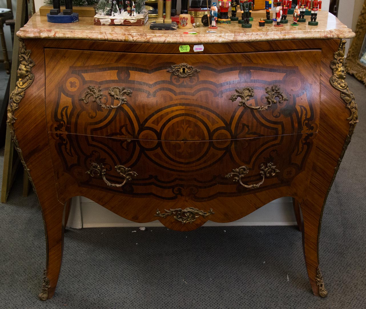 Appraisal: Continental style marble top bombe chest