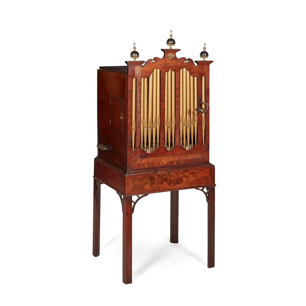 Appraisal: GEORGE III MAHOGANY CASED PARCEL GILT BARREL ORGAN-ON-STAND TH CENTURY