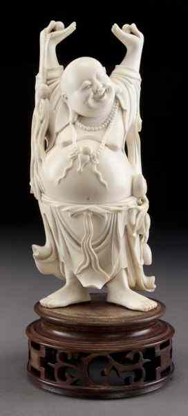 Appraisal: Chinese carved ivory Maitreya Buddha International buyers should note that