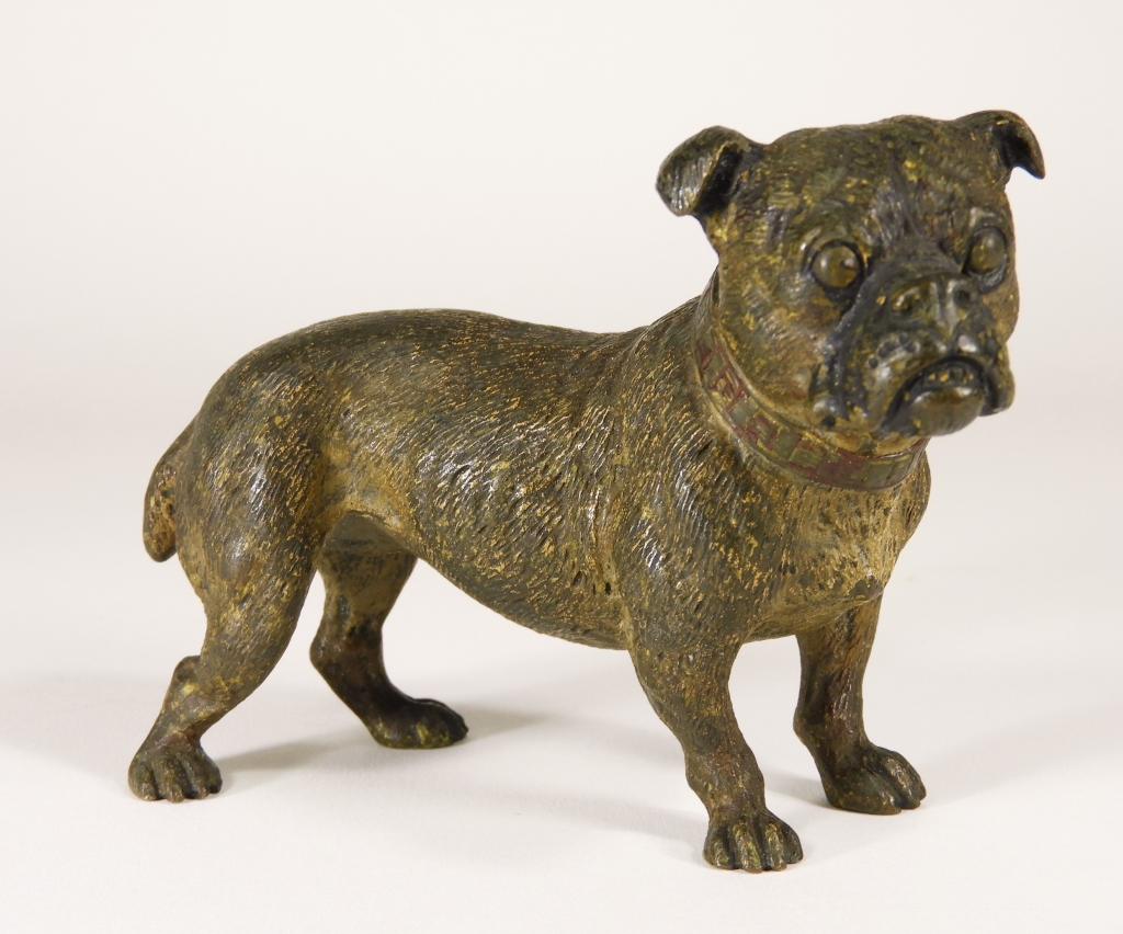 Appraisal: AUSTRIAN VIENNA COLD PAINTED BRONZE BULLDOG FIGURE Austria th CenturyFinely