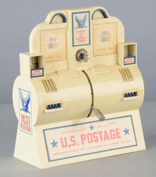 Appraisal: American Stamp Vending Machine Plastic countertop stamp machine with two