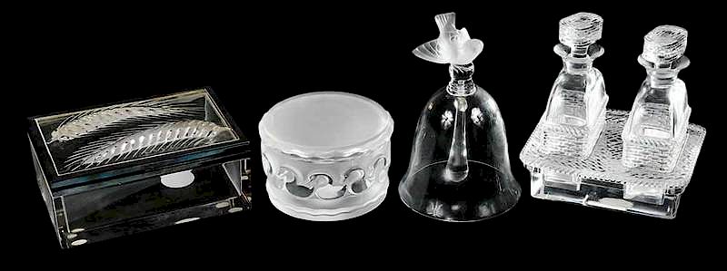 Appraisal: Group of Four Lalique Table Articles including two boxes -