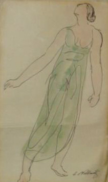 Appraisal: WALKOWITZ Abraham Watercolor of Isadora Duncan Signed Dimensions x Condition