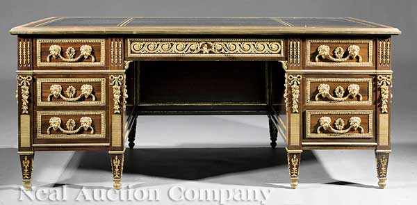 Appraisal: A Large Empire-Style Gilt Bronze-Mounted Mahogany Bureau Ministre mid- th