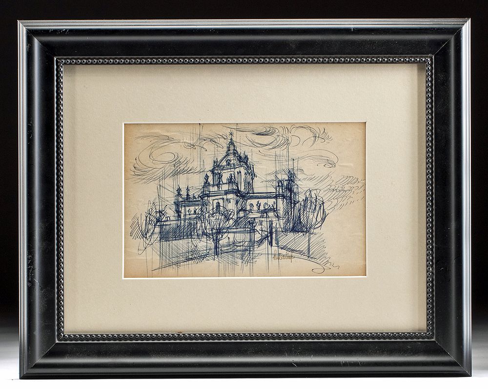 Appraisal: Framed Hutsaliuk Drawing Eglise de Lviv s Liuboslav Hutsaliuk Ukrainian-American