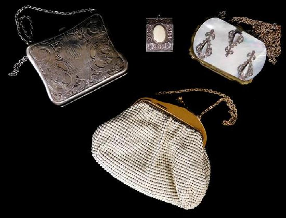 Appraisal: Three small metal purses and one large locket including Whiting