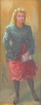 Appraisal: Clyde Singer American - Girl In Suit Oil on masonite