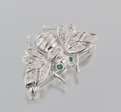 Appraisal: A White Gold and Diamond Bee Brooch k white gold