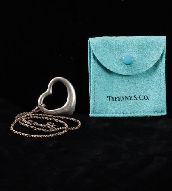 Appraisal: Elsa Peretti Tiffany Co Sterling Silver Open Heart Pendant Necklace