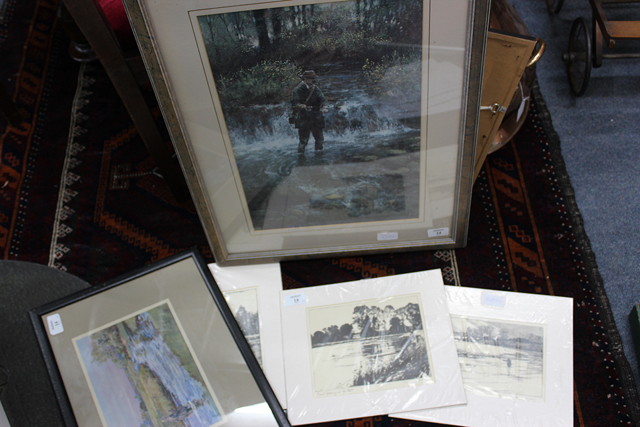 Appraisal: A GROUP OF VARIOUS FRAMED AND UNFRAMED FISHING PRINTS by