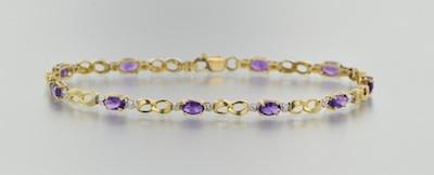 Appraisal: A Delicate Amethyst Bracelet k yellow gold bracelet set with