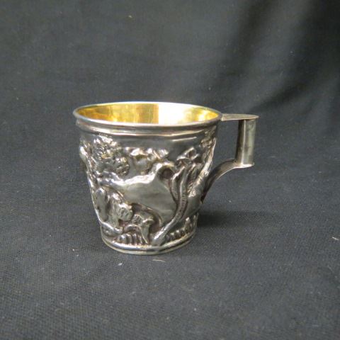 Appraisal: Sterling Silver Ornate Mug bull motif possibly Greek grams