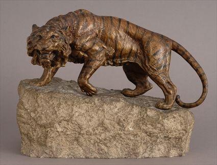 Appraisal: AUSTRIAN COLD-PAINTED METAL FIGURE OF A STANDING TIGER Impressed Austria