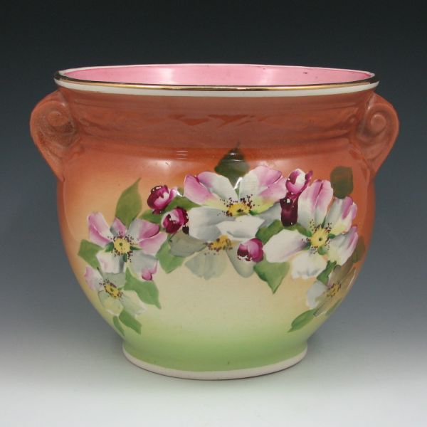 Appraisal: Roseville Decorated Artware - jardiniere with open or wild rose