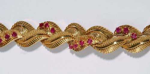 Appraisal: GOLD AND RUBY BRACELET VAN CLEEF ARPELS ca Yellow gold