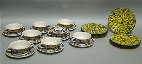 Appraisal: SET OF DERUTA CERAMIC SOUPS AND SAUCERS The bowls of