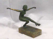 Appraisal: A 's bronze figure of a nude on roller skates