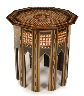 Appraisal: A Moroccan inlaid table decagonal inlaid with mother of pearl